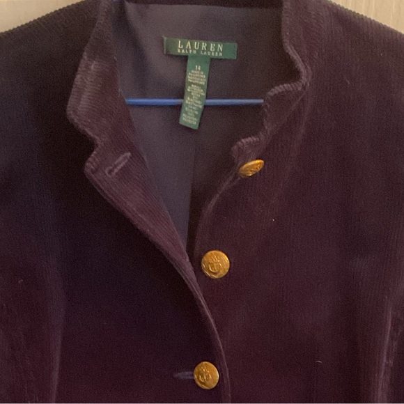 LAUREN/RALPH LAUREN NAVY CORDUROY LINED JACKET SIZE 14 - Picture 4 of 4